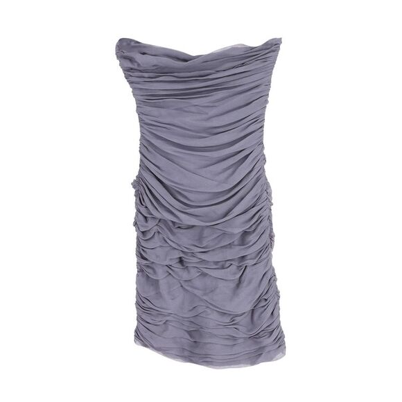 Diane Von Furstenberg Ruched Strapless Mini Dress in Grey...